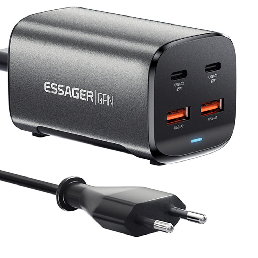 ESSAGER 67W GaN Power Adapter 2 USB + 2 Type-C Portable Desktop Charger ESSAGER 67W GaN Power Adapter 2 USB + 2 Type-C Portable Desktop Charger